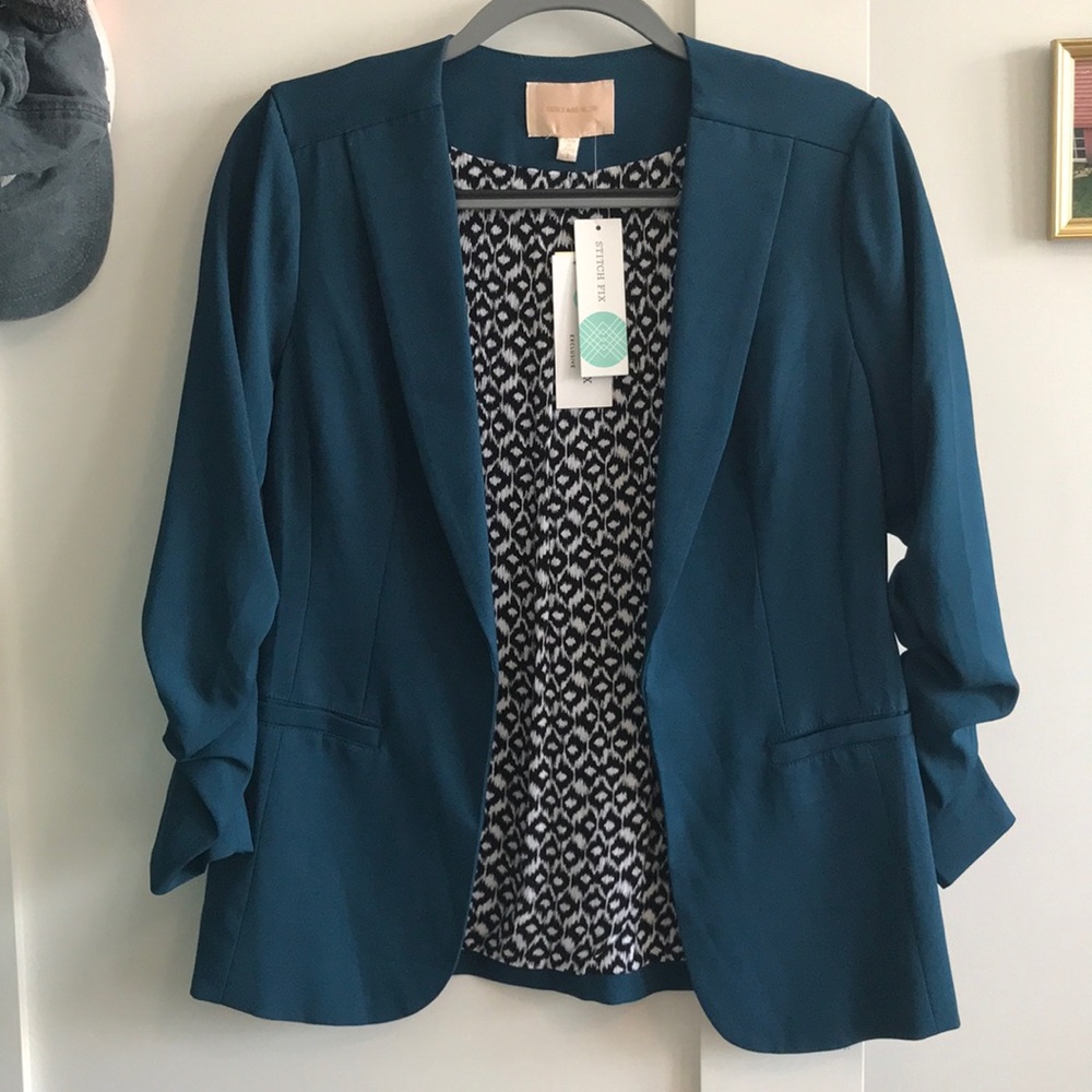Raja Collarless Blazer - Teal Green